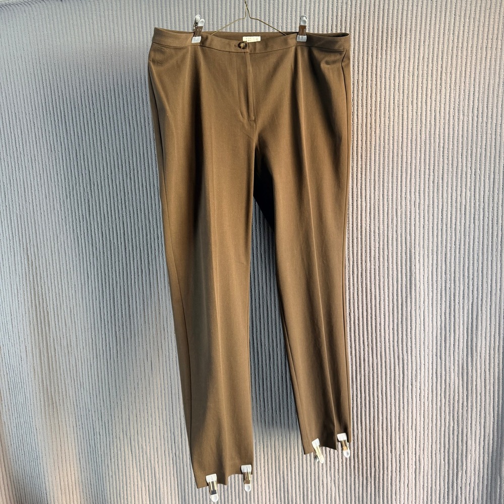 J. Jill‎ Premium Bi-Stretch Trousers Career 16 NWT Mocha Brown Office Minimal